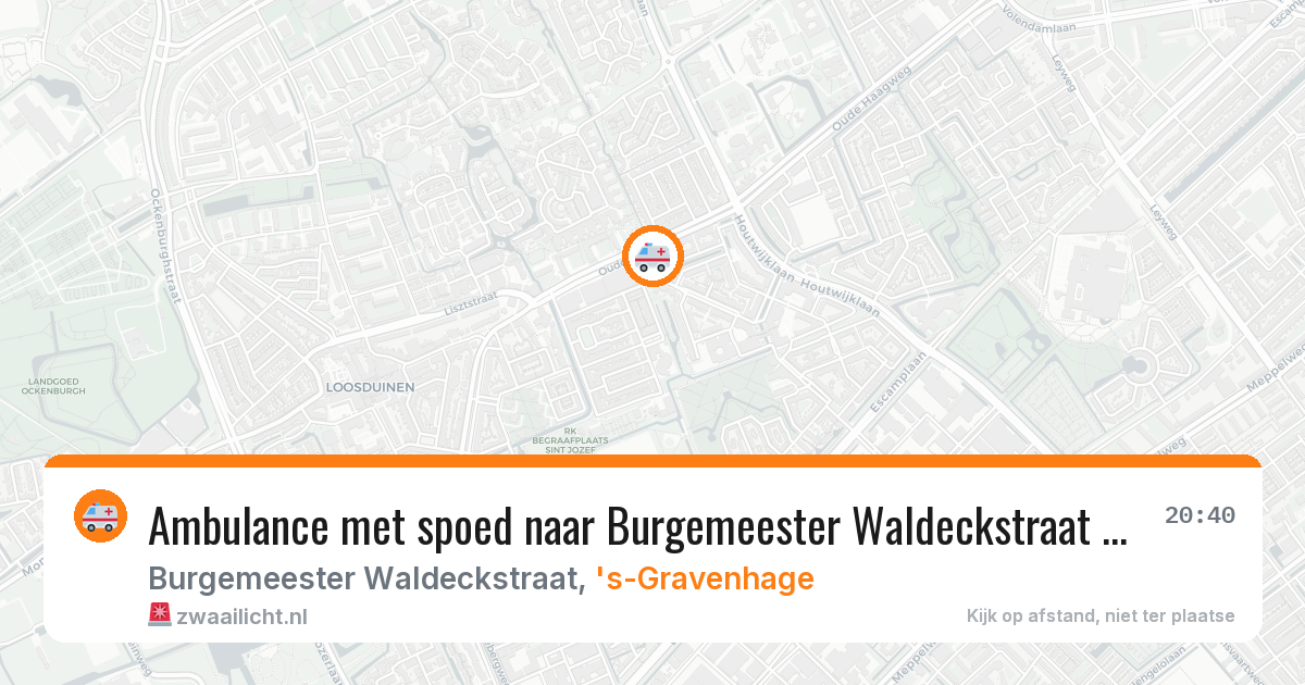 Ambulance met spoed naar Burgemeester Waldeckstraat in 's-Gravenhage — 14 jun 2026
