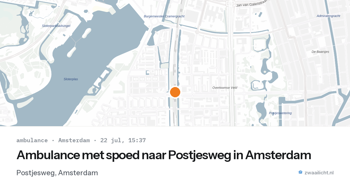 Ambulance met spoed naar Postjesweg in Amsterdam — 22 jul 2026
