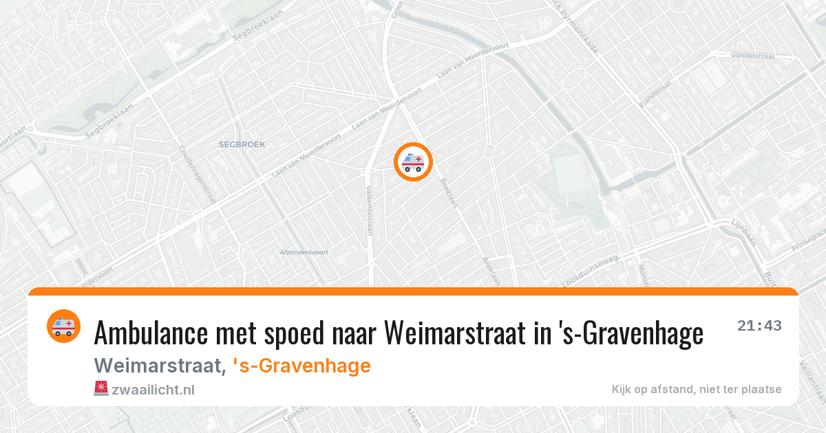Ambulance met spoed naar Weimarstraat in 's-Gravenhage — 14 jul 2026