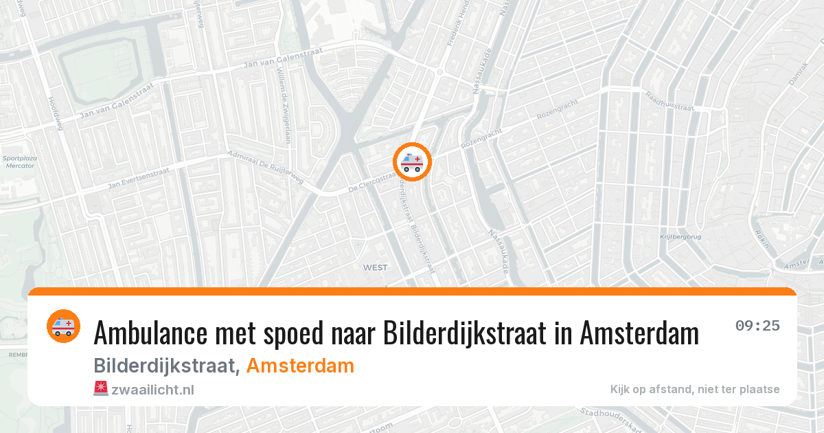 Ambulance met spoed naar Bilderdijkstraat in Amsterdam — 12 aug 2026