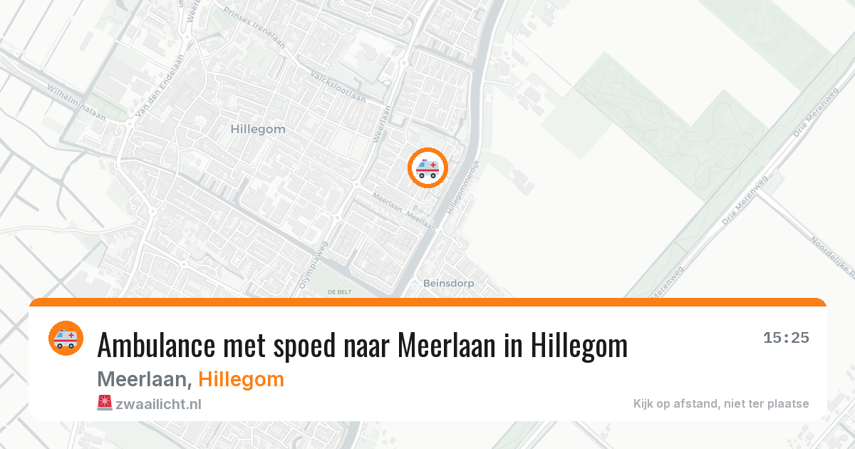 Ambulance met spoed naar Meerlaan in Hillegom — 7 aug 2026