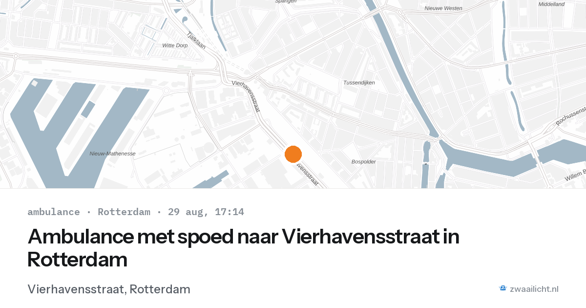 Ambulance met spoed naar Vierhavensstraat in Rotterdam — 29 aug 2026