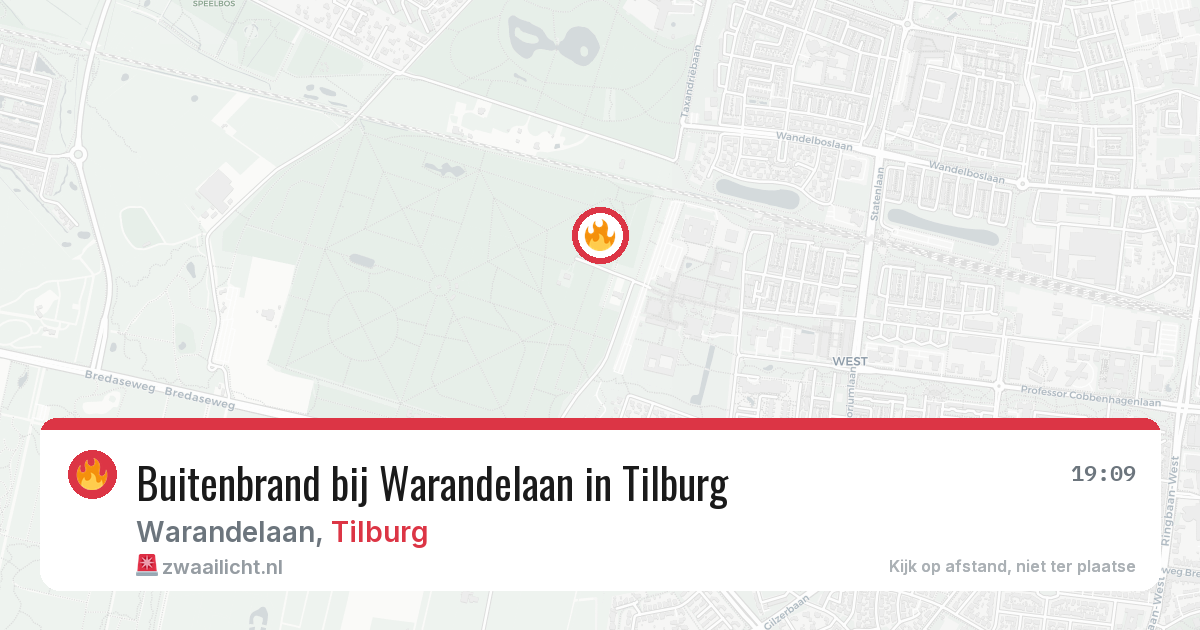 Buitenbrand bij Warandelaan in Tilburg — 14 aug 2026