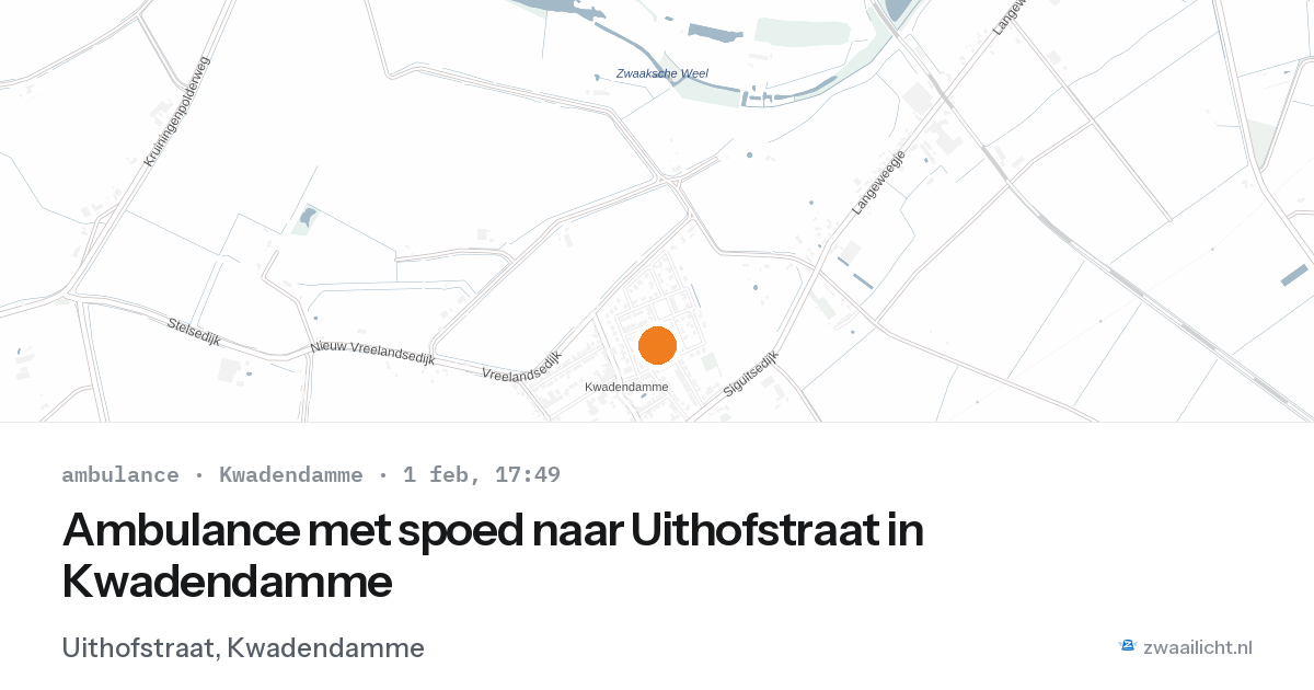 Ambulance met spoed naar Uithofstraat in Kwadendamme — 1 feb 2026