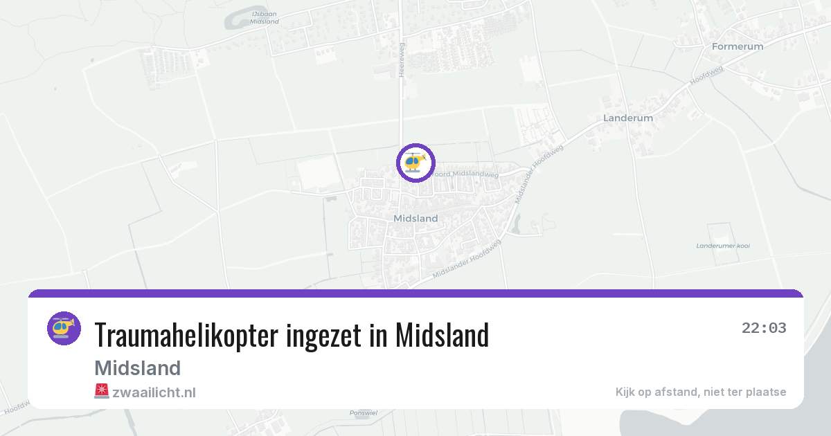 Traumahelikopter ingezet in Midsland — 5 mei 2026 | 🚨 Zwaailicht.nl