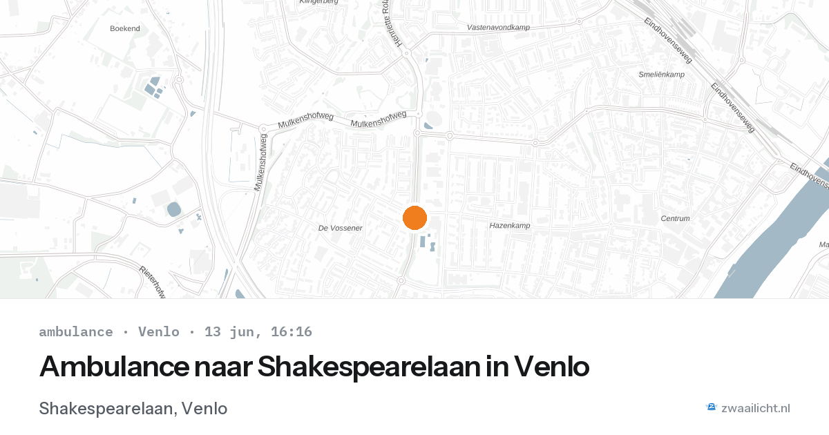 Ambulance naar Shakespearelaan in Venlo — 13 jun 2026