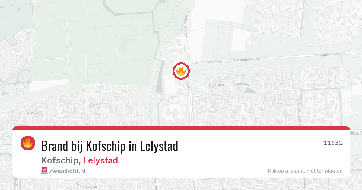 Brand bij Kofschip in Lelystad — 11 jun 2026