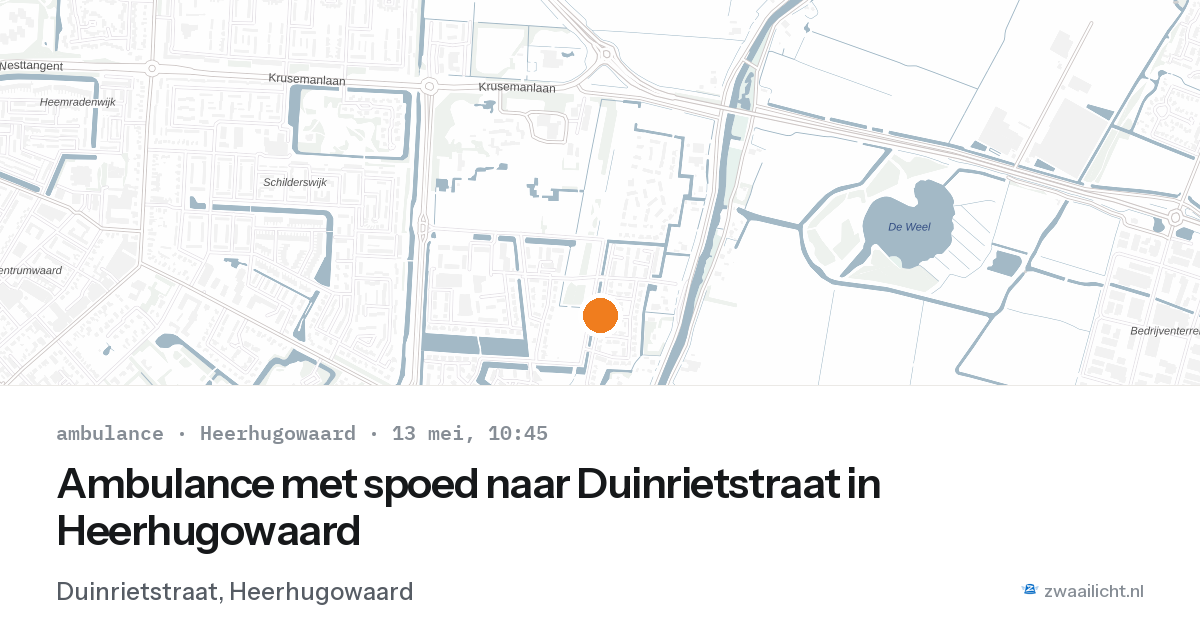 Ambulance met spoed naar Duinrietstraat in Heerhugowaard — 13 mei 2026