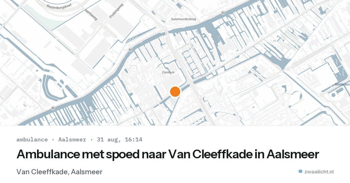 Ambulance met spoed naar Van Cleeffkade in Aalsmeer — 31 aug 2026