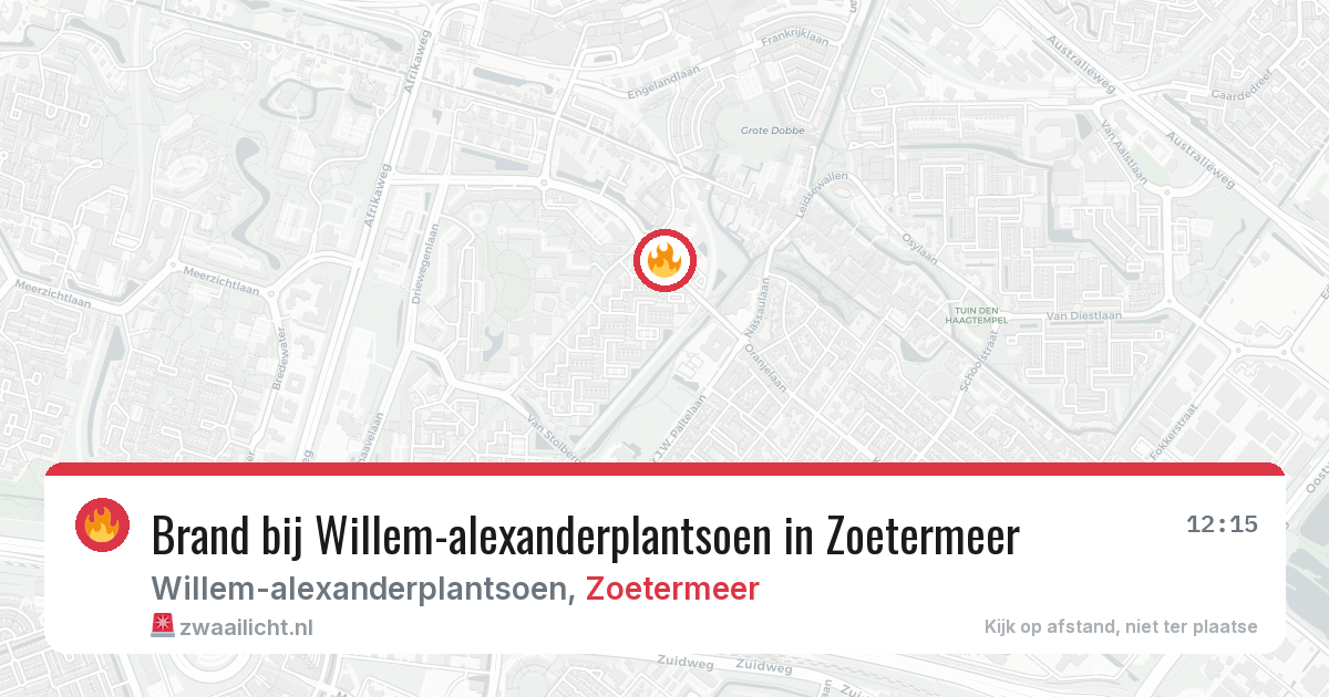 Brand bij Willem-alexanderplantsoen in Zoetermeer — 24 jul 2026