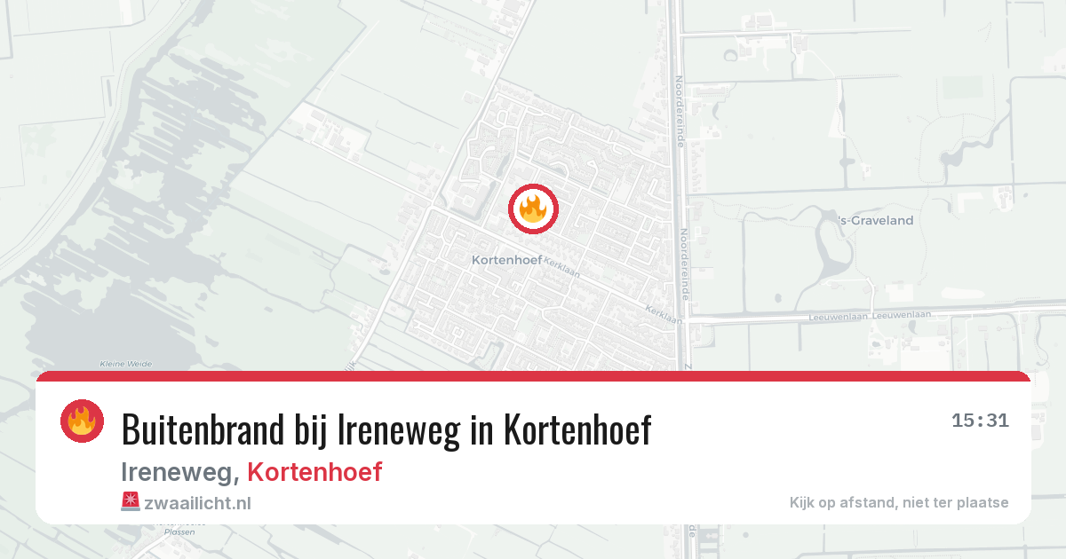 Buitenbrand bij Ireneweg in Kortenhoef — 24 mei 2026