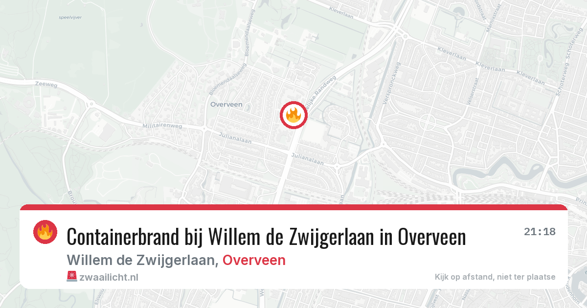 Containerbrand bij Willem de Zwijgerlaan in Overveen — 23 mei 2026
