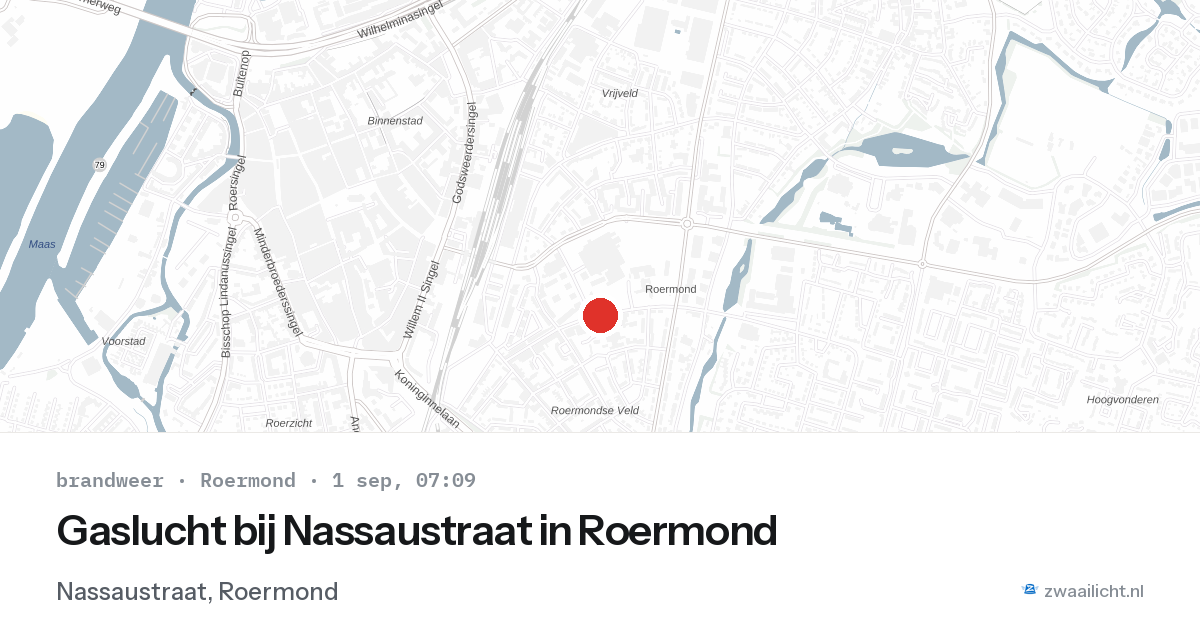 Gaslucht bij Nassaustraat in Roermond — 1 sep 2026