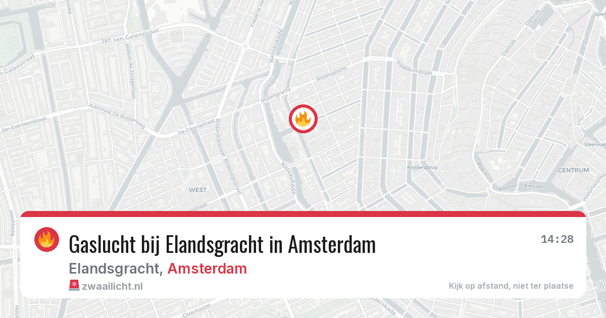 Gaslucht bij Elandsgracht in Amsterdam — 24 jul 2026