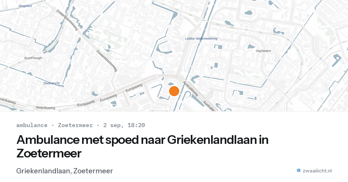 Ambulance met spoed naar Griekenlandlaan in Zoetermeer — 2 sep 2026