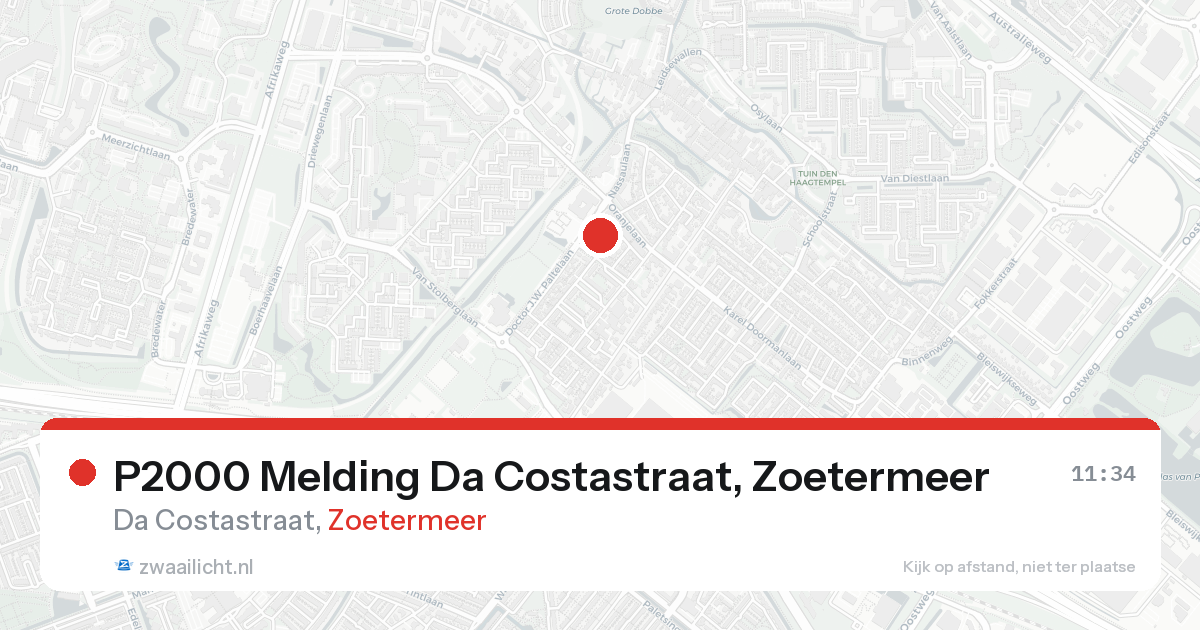P2000 Melding Da Costastraat, Zoetermeer — 31 jan 2026
