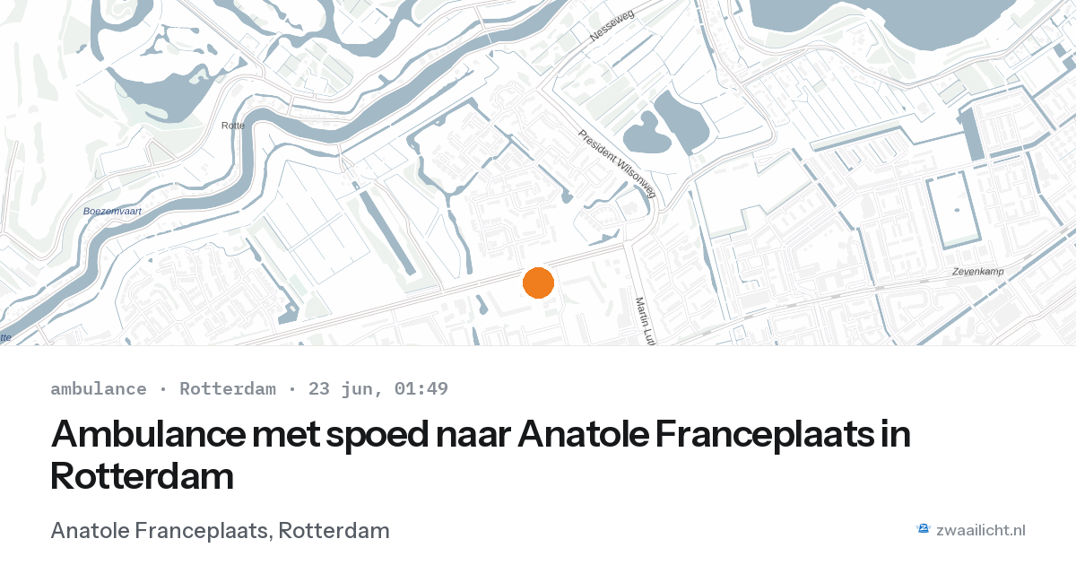 Ambulance met spoed naar Anatole Franceplaats in Rotterdam — 22 jun 2026
