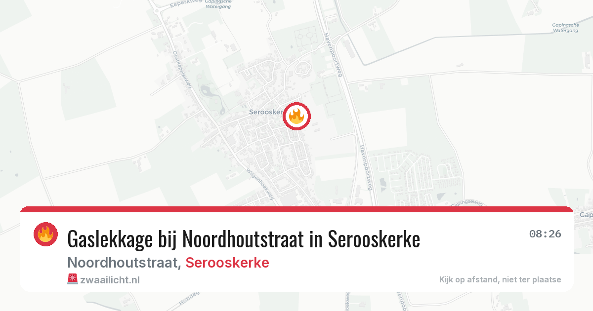Gaslekkage bij Noordhoutstraat in Serooskerke — 10 mrt 2026
