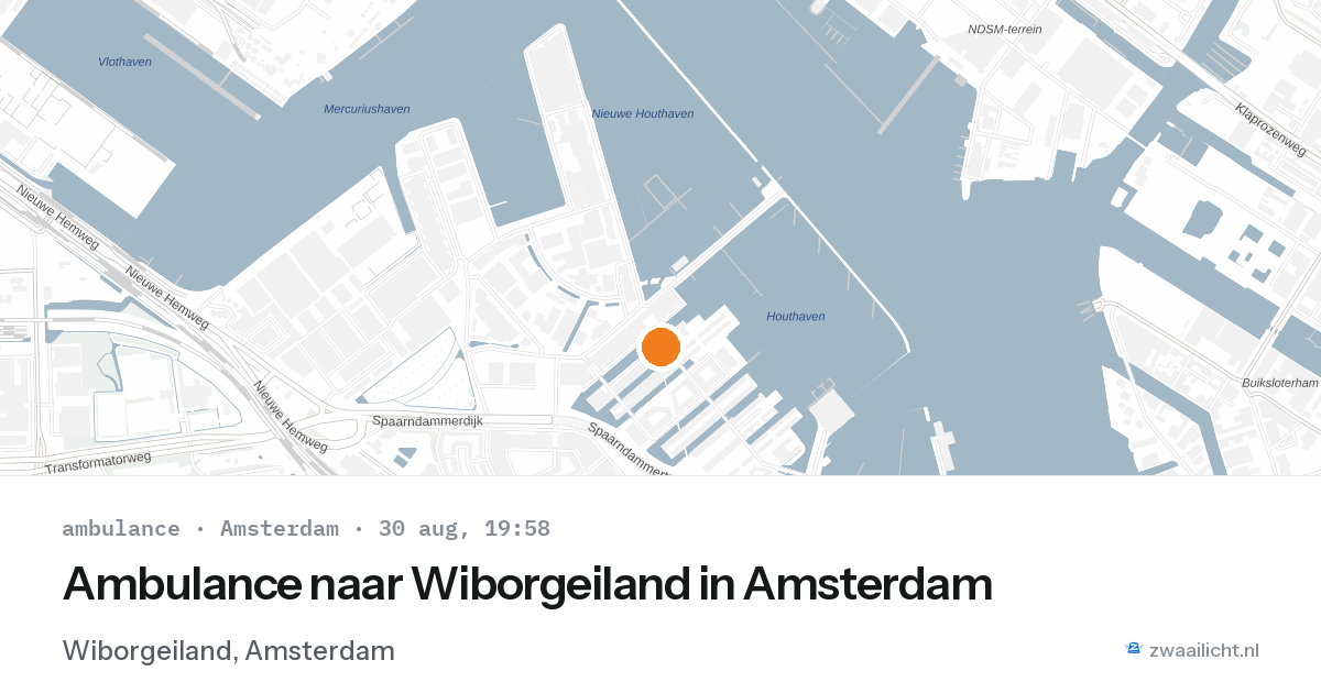 Ambulance naar Wiborgeiland in Amsterdam — 30 aug 2026