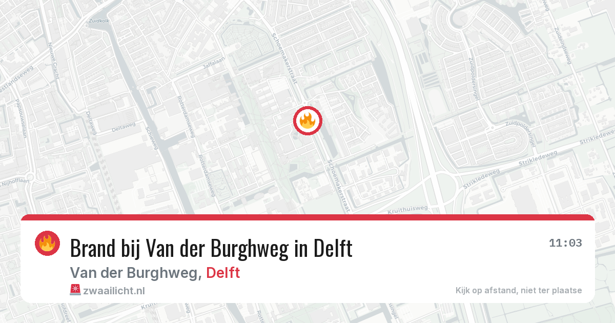 Brand bij Van der Burghweg in Delft — 11 aug 2026