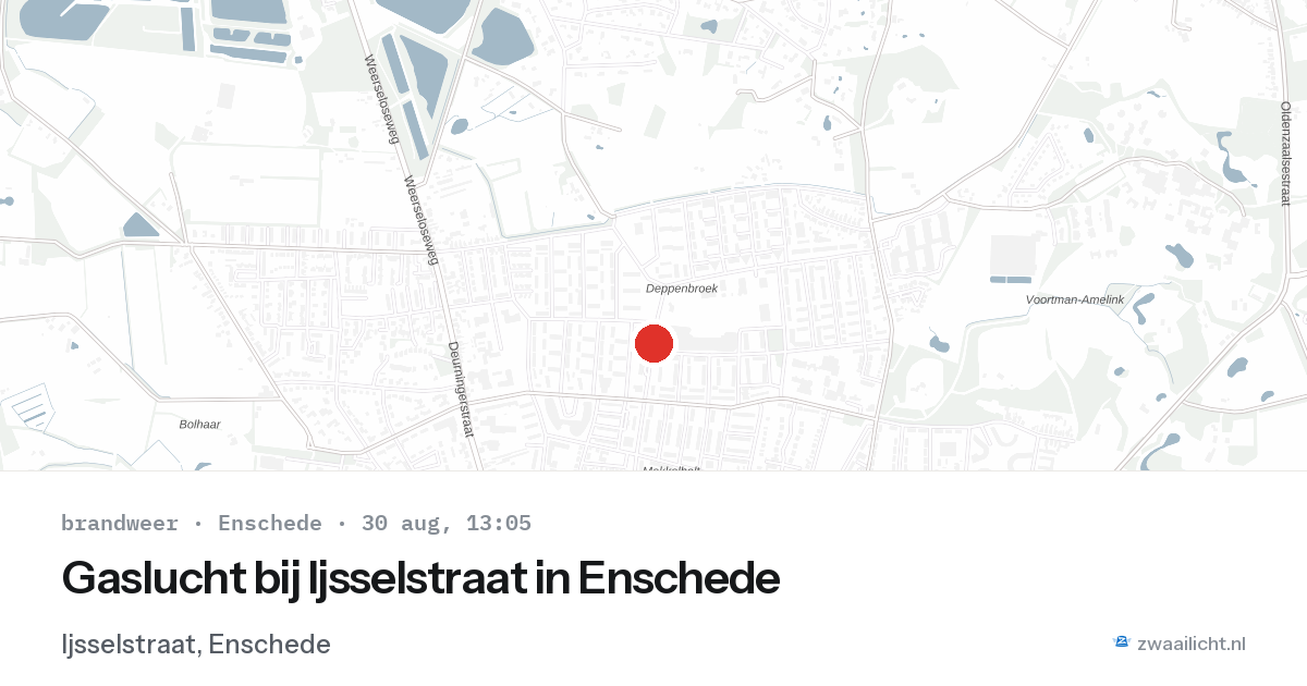 Gaslucht bij Ijsselstraat in Enschede — 30 aug 2026