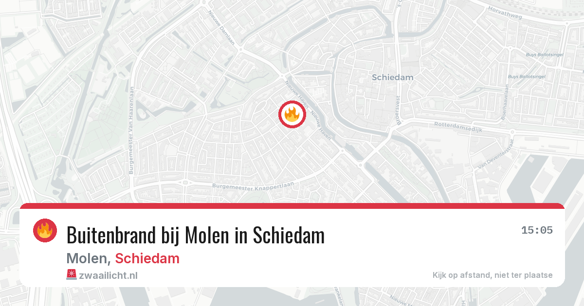 Buitenbrand bij Molen in Schiedam — 13 jul 2026