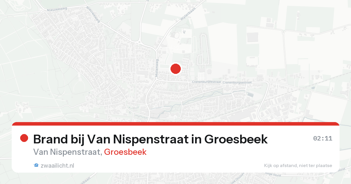 Brand bij Van Nispenstraat in Groesbeek — 16 aug 2026