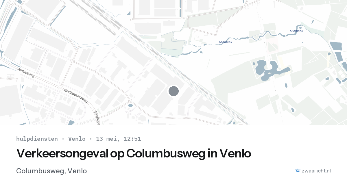 Verkeersongeval op Columbusweg in Venlo — 13 mei 2026
