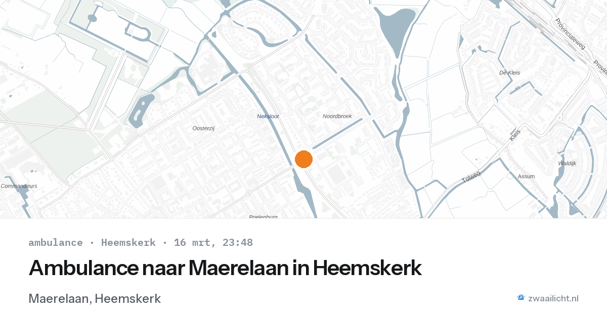 Ambulance naar Maerelaan in Heemskerk — 16 mrt 2026