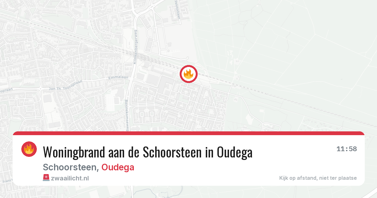 Woningbrand aan de Schoorsteen in Oudega — 11 apr 2026