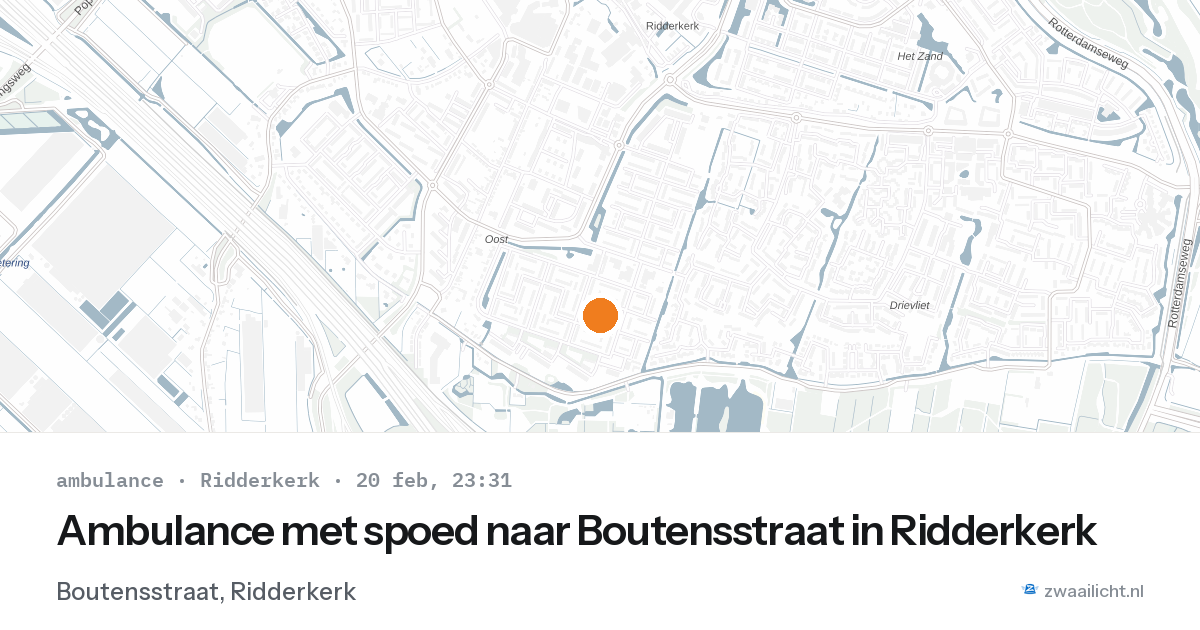 Ambulance met spoed naar Boutensstraat in Ridderkerk — 20 feb 2026