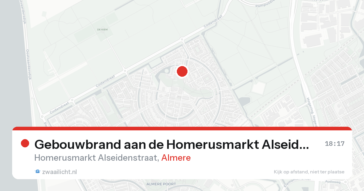 Gebouwbrand aan de Homerusmarkt Alseidenstraat in Almere — 23 aug 2026