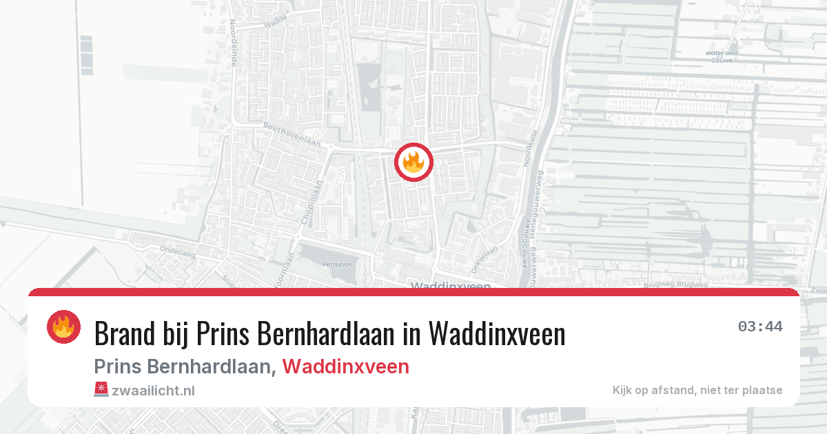 Brand bij Prins Bernhardlaan in Waddinxveen — 25 jun 2026