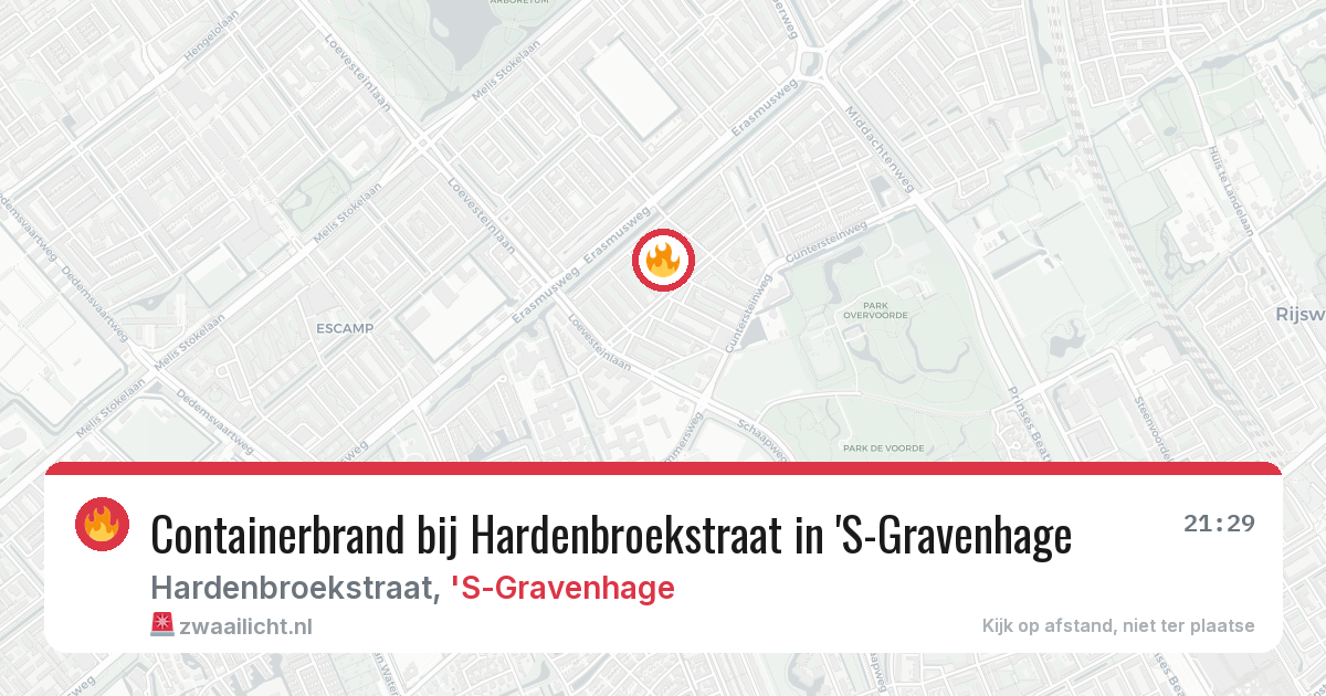 Containerbrand bij Hardenbroekstraat in 'S-Gravenhage — 9 aug 2026