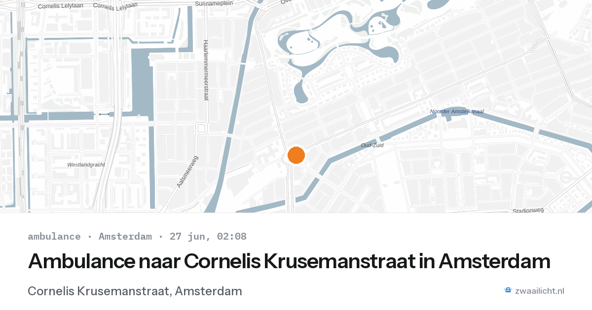 Ambulance naar Cornelis Krusemanstraat in Amsterdam — 27 jun 2026