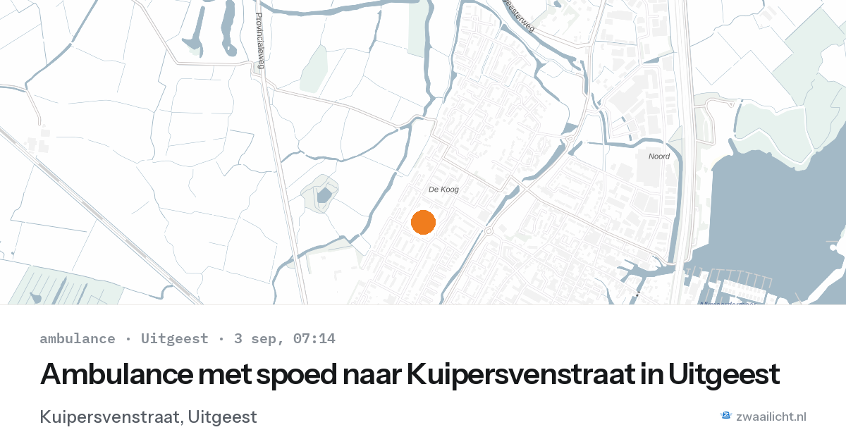 Ambulance met spoed naar Kuipersvenstraat in Uitgeest — 3 sep 2026
