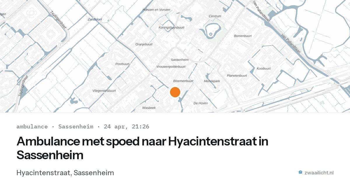 Ambulance met spoed naar Hyacintenstraat in Sassenheim — 24 apr 2026