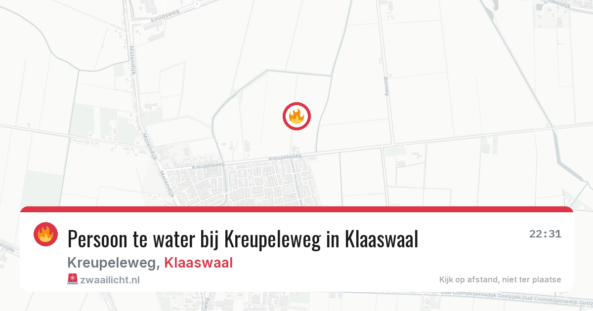 Persoon te water bij Kreupeleweg in Klaaswaal — 13 apr 2026