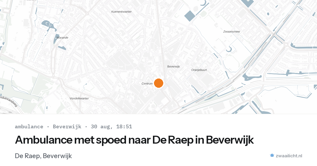 Ambulance met spoed naar De Raep in Beverwijk — 30 aug 2026