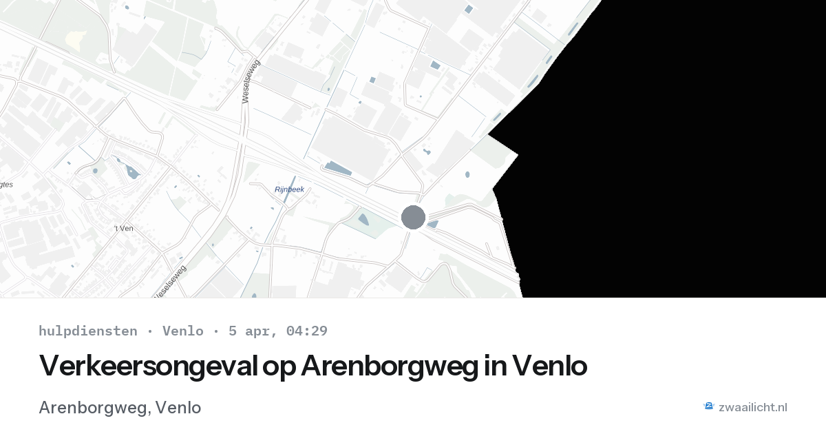 Verkeersongeval op Arenborgweg in Venlo — 5 apr 2026