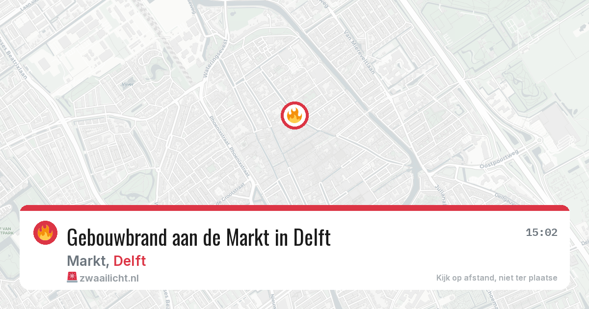 Gebouwbrand aan de Markt in Delft — 26 jun 2026