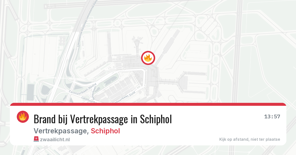 Brand bij Vertrekpassage in Schiphol — 12 aug 2026