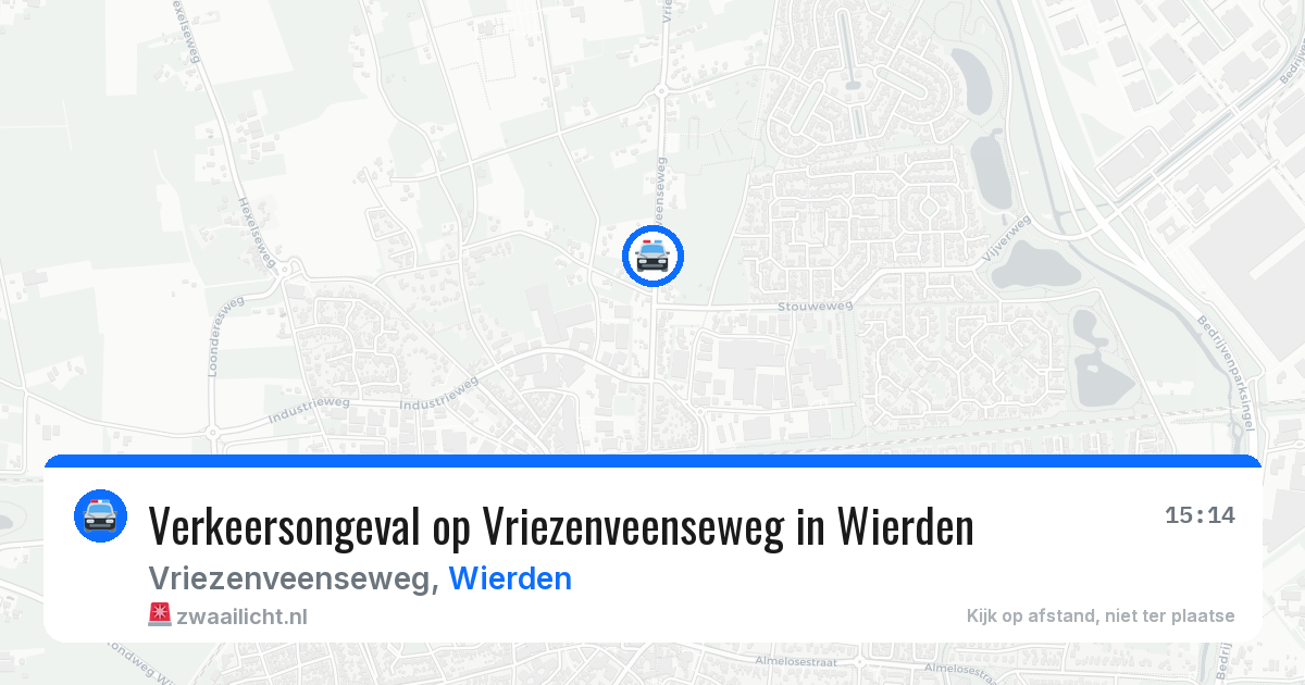 Verkeersongeval op Vriezenveenseweg in Wierden — 15 mei 2026