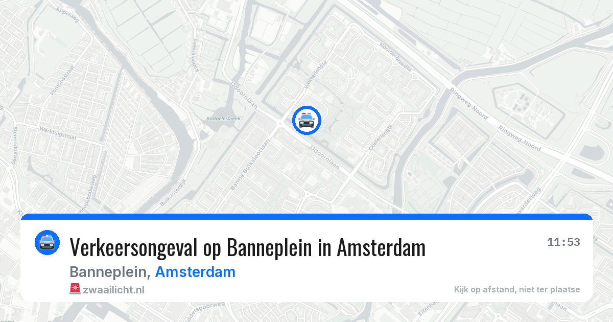 Verkeersongeval op Banneplein in Amsterdam — 20 jun 2026