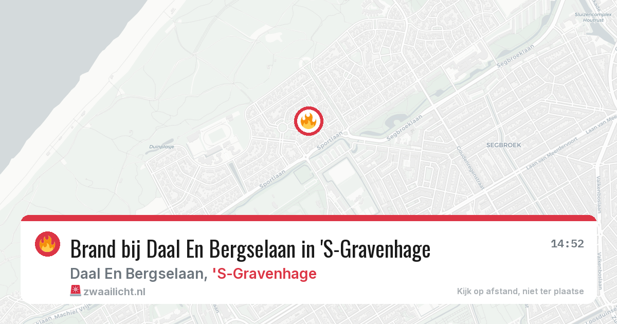 Brand bij Daal En Bergselaan in 'S-Gravenhage — 9 aug 2026