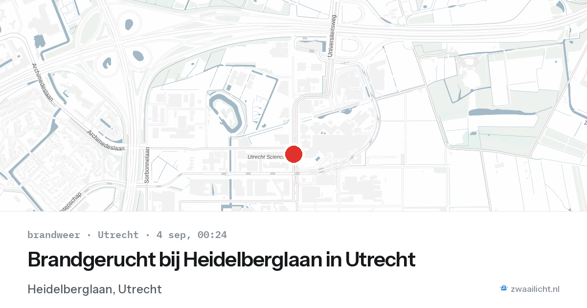 Brandgerucht bij Heidelberglaan in Utrecht — 3 sep 2026