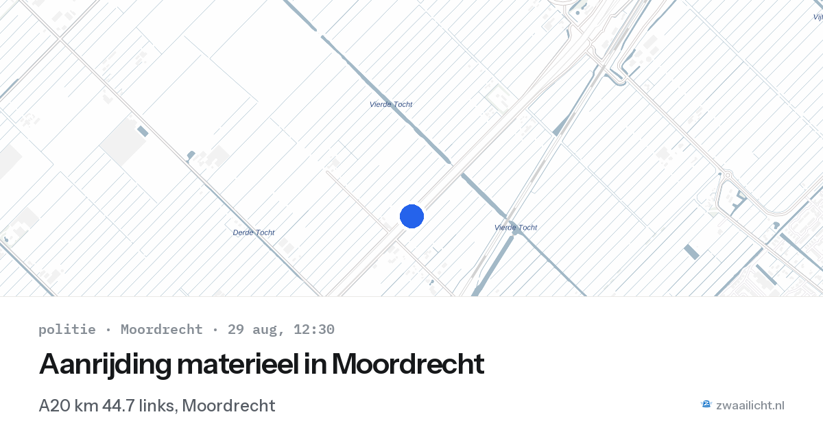 Aanrijding materieel in Moordrecht — 29 aug 2026