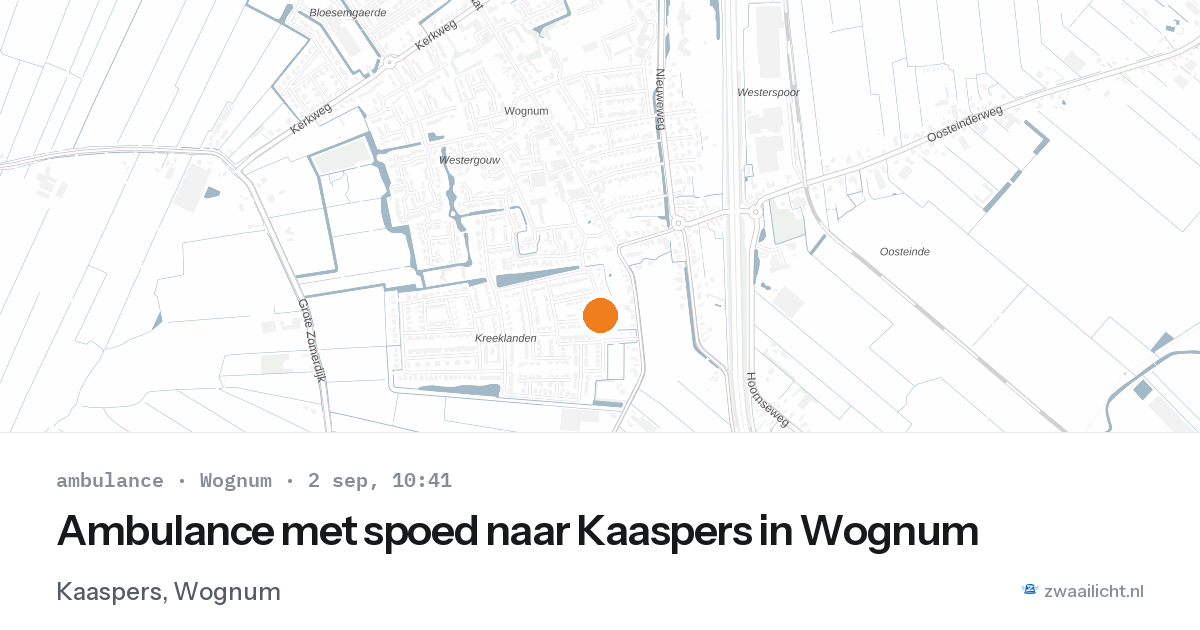 Ambulance met spoed naar Kaaspers in Wognum — 2 sep 2026