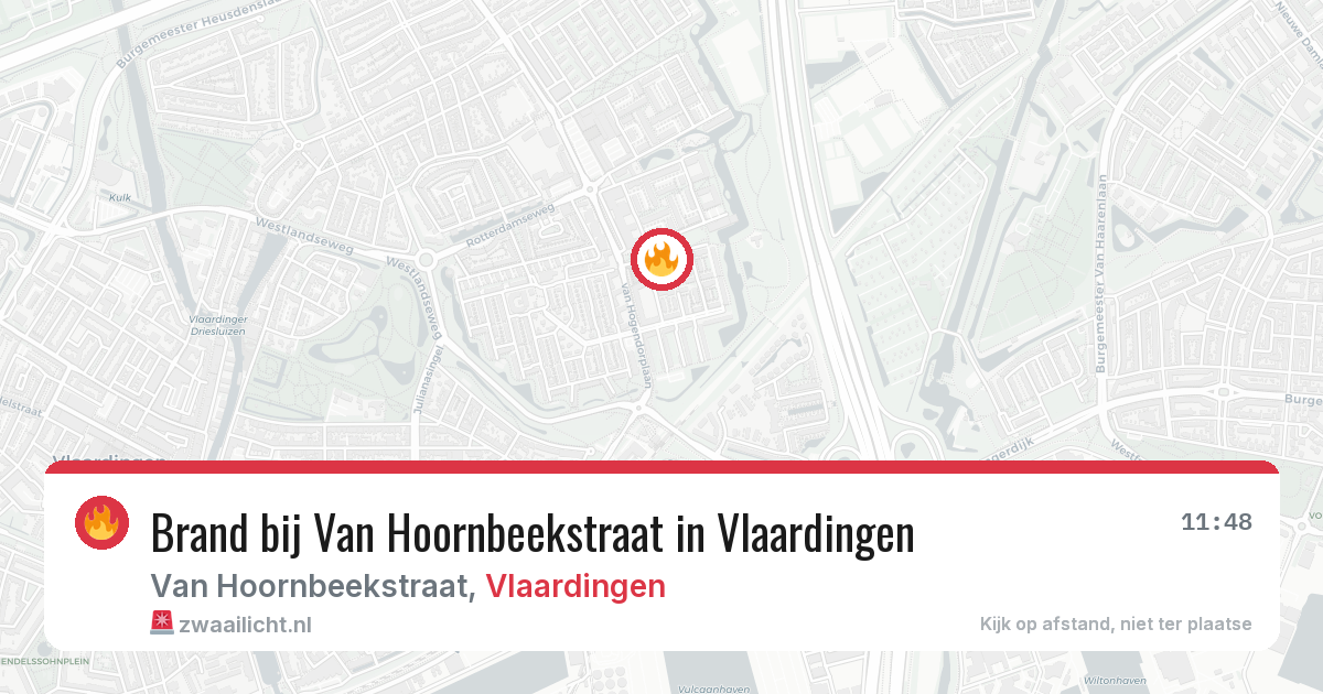 Brand bij Van Hoornbeekstraat in Vlaardingen — 4 aug 2026
