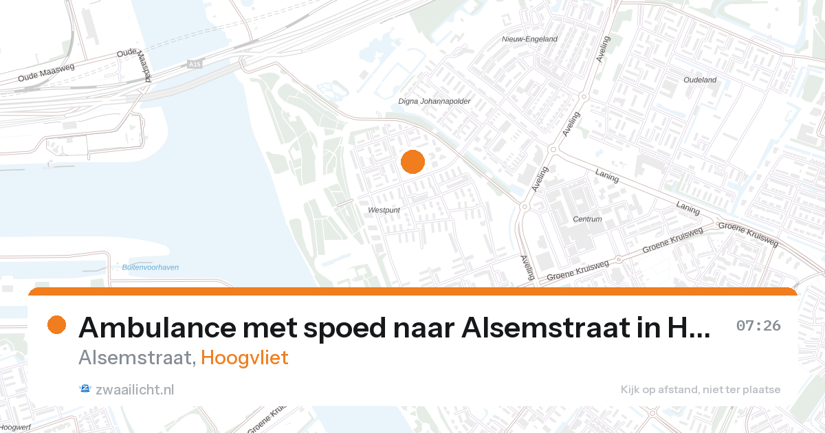 Ambulance met spoed naar Alsemstraat in Hoogvliet — 28 aug 2026